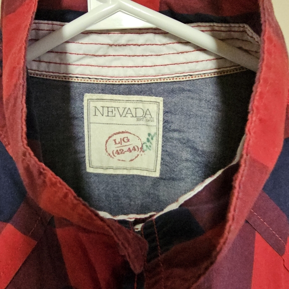 NEVADA Men's Red Plaid Shirt Short Sleeves Casual Shirts Size Large (42-44) - Picture 5 of 13